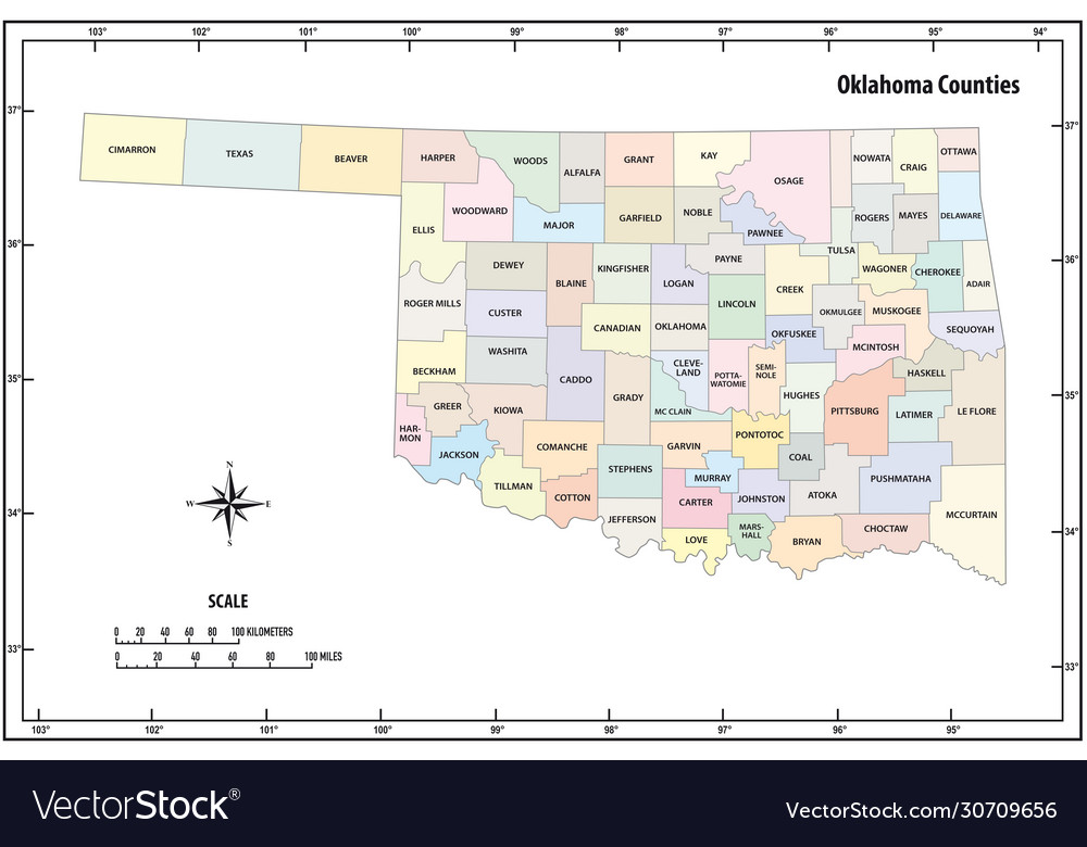 Oklahoma state outline administrative map Vector Image