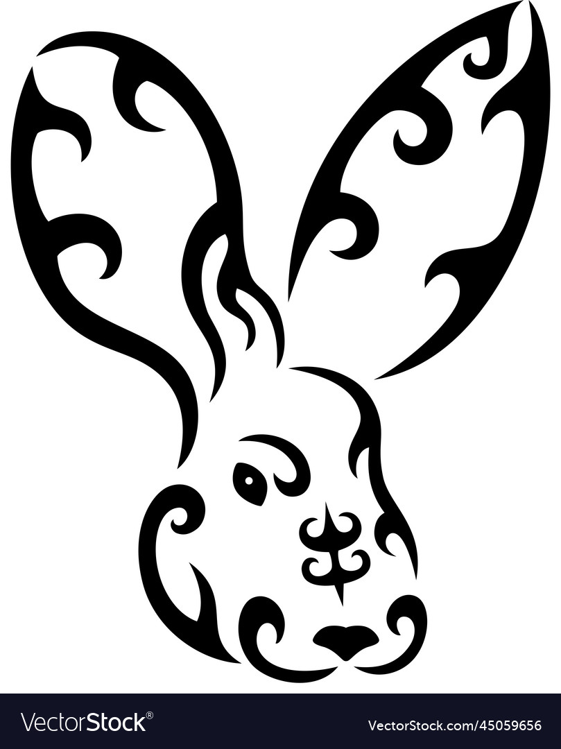 Rabbit tribal tattoo Royalty Free Vector Image