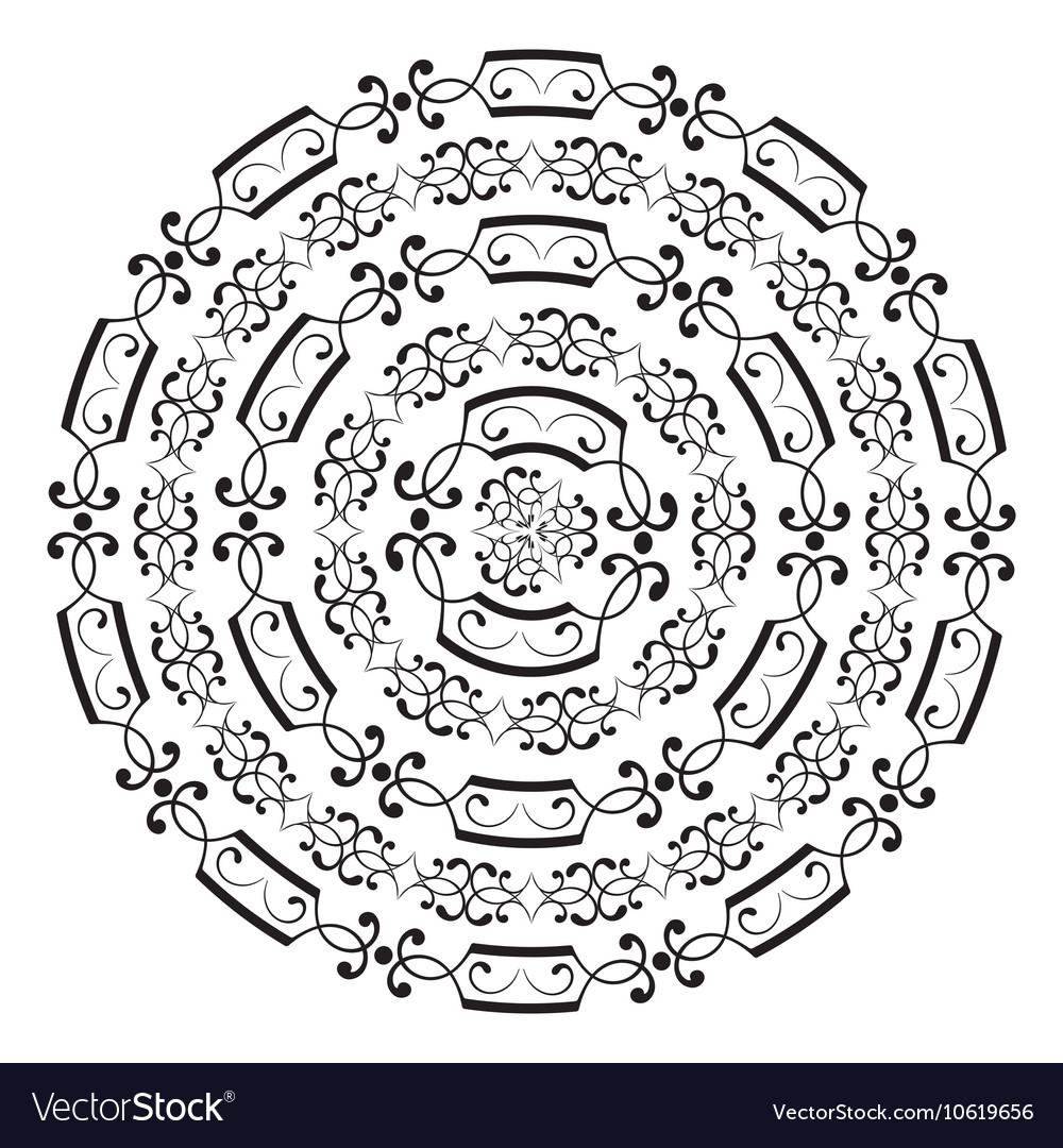 Round ornamental shape isolated on white Vector Image