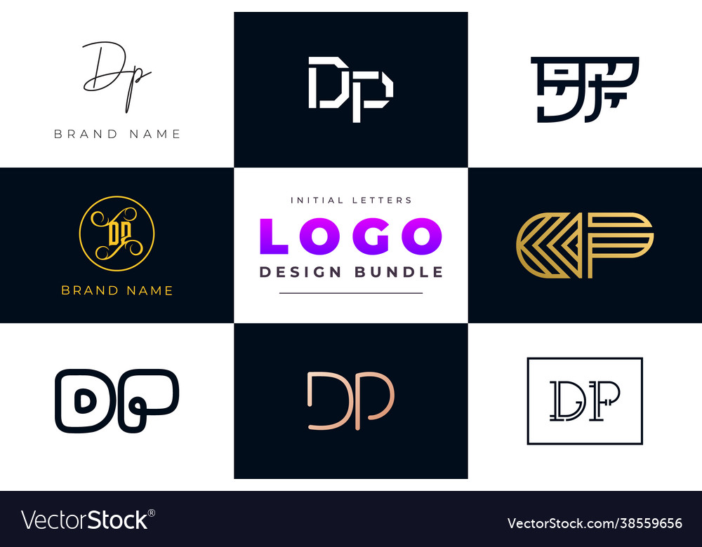 Set collection initial letters dp logo design Vector Image Set collection initial letters dp logo design