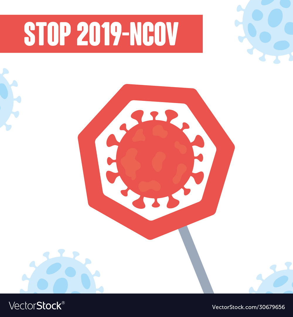 Stop covid19 19 concept sign with coronavirus Vector Image