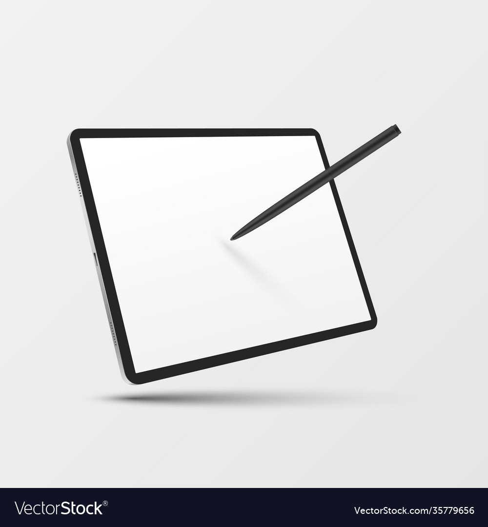Tablet computer with stylus empty screen vector image Tablet computer with stylus empty screen