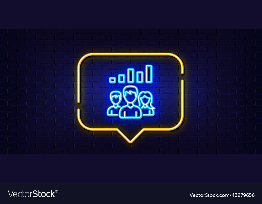 Teamwork results line icon group of people neon