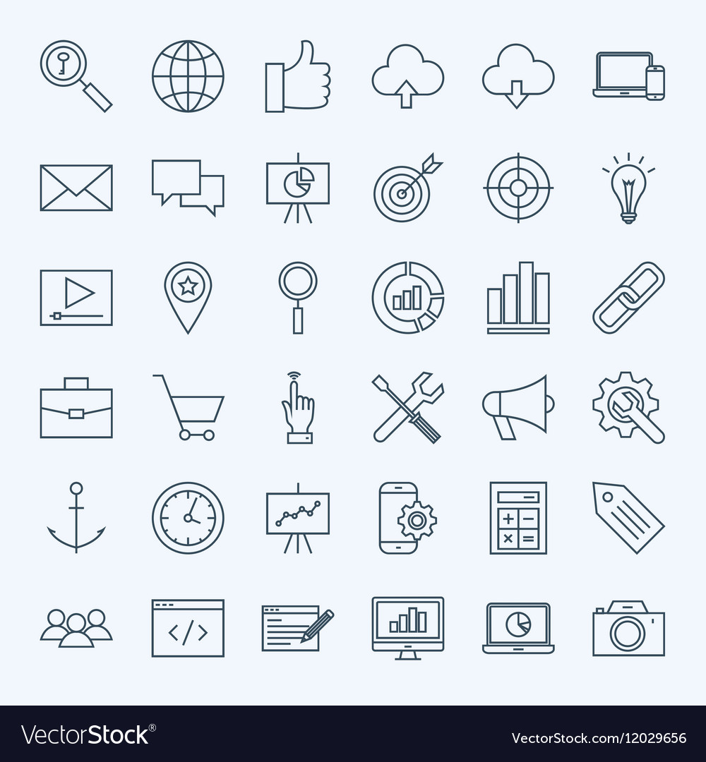 Thin Line Web Development Icons