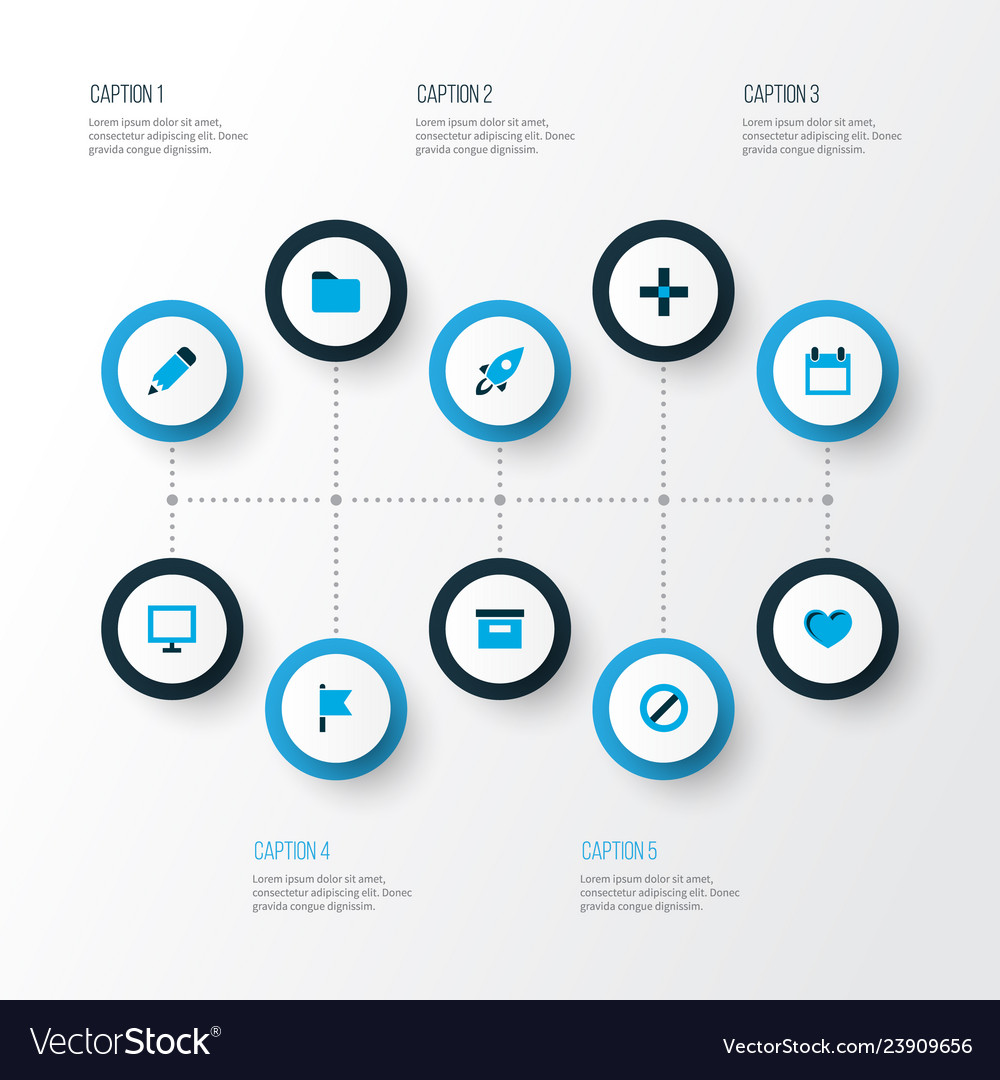 User icons colored set with edit launch calendar vector image User icons colored set with edit launch calendar