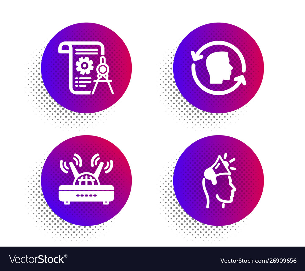 Wifi face id and divider document icons set vector image Wifi face id and divider document icons set