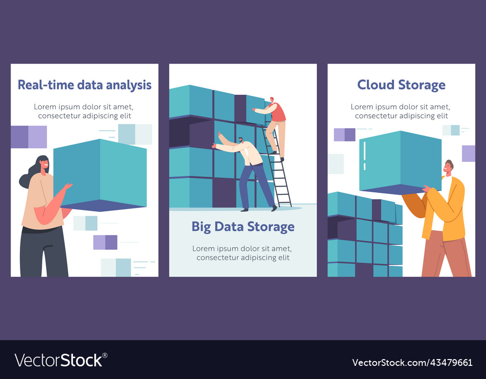 Big database or cloud storage real time analysis Vector Image Big database or cloud storage real time analysis