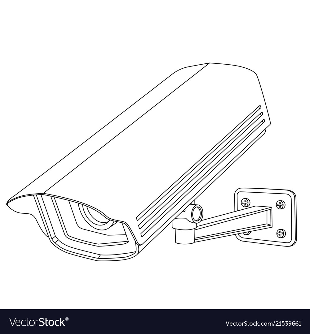 Cctv Security Camera Front View Outline Drawing Vector Image