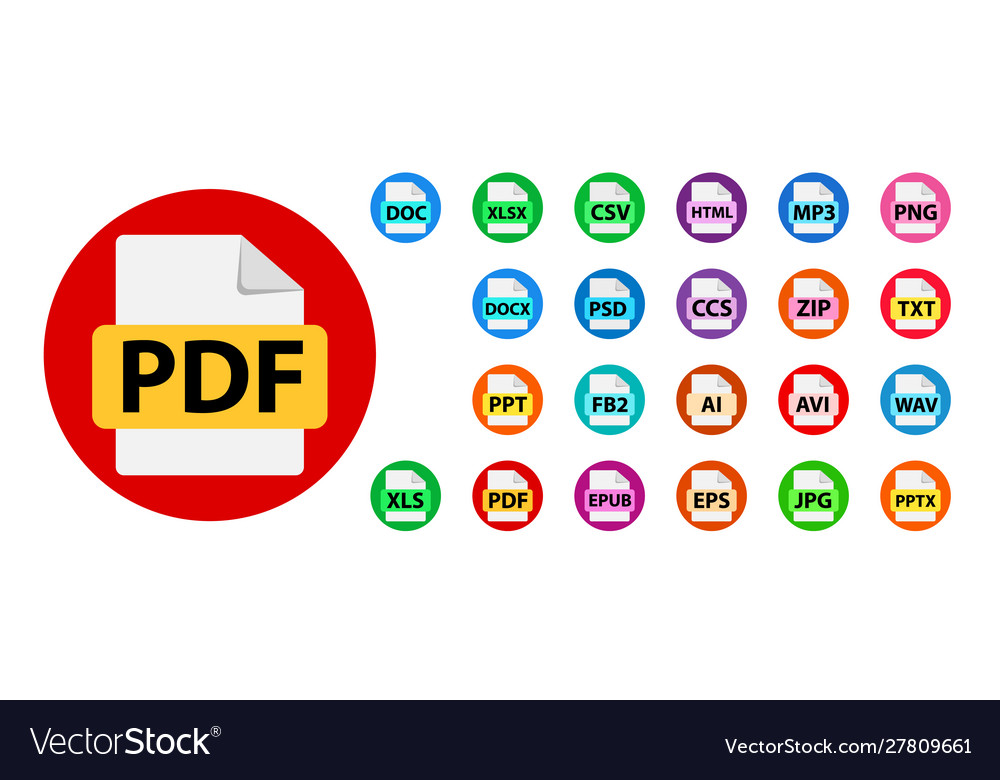 Collection icons file format extensions