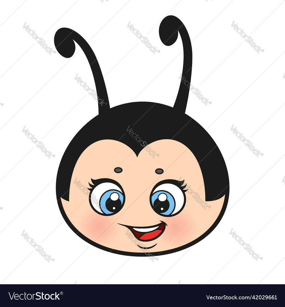 Cute cartoon ladybug head color variation Vector Image