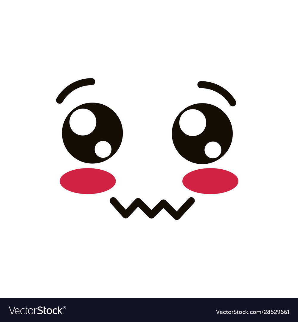 Kawaii cute face expression eyes and mouth scared Vector Image