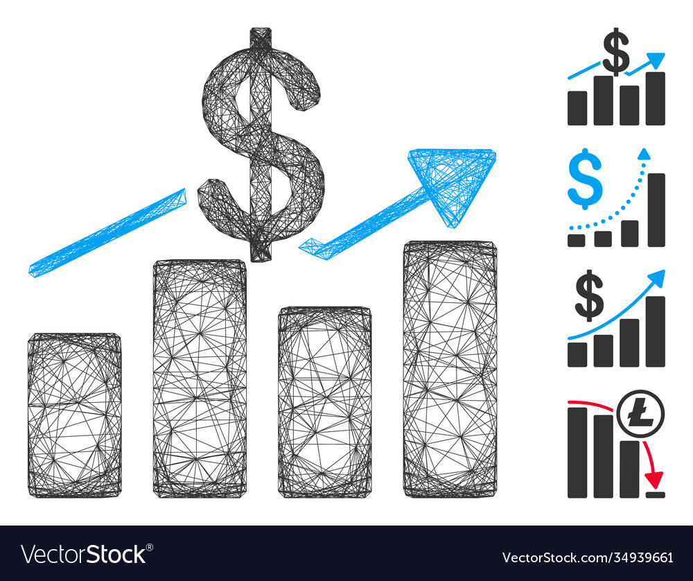 Linear sales chart mesh vector image Linear sales chart mesh