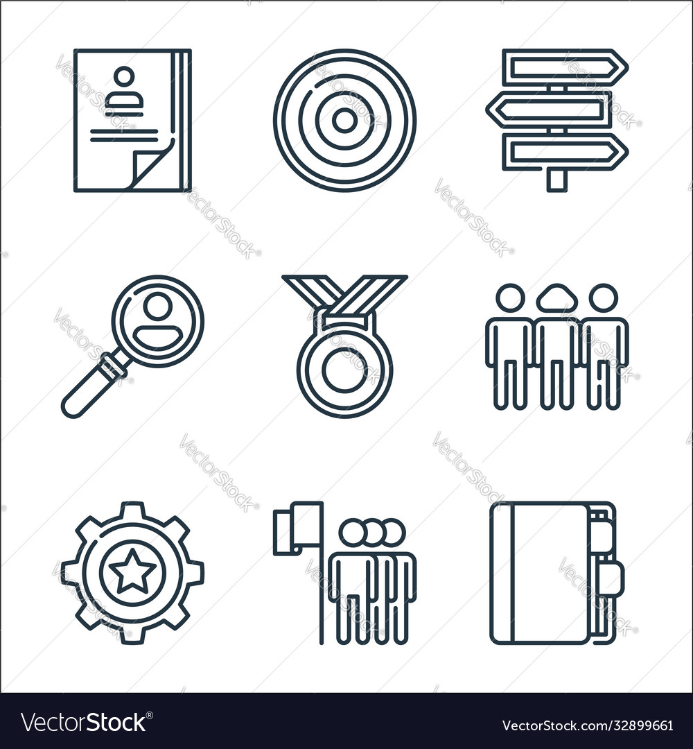 Management line icons linear set quality