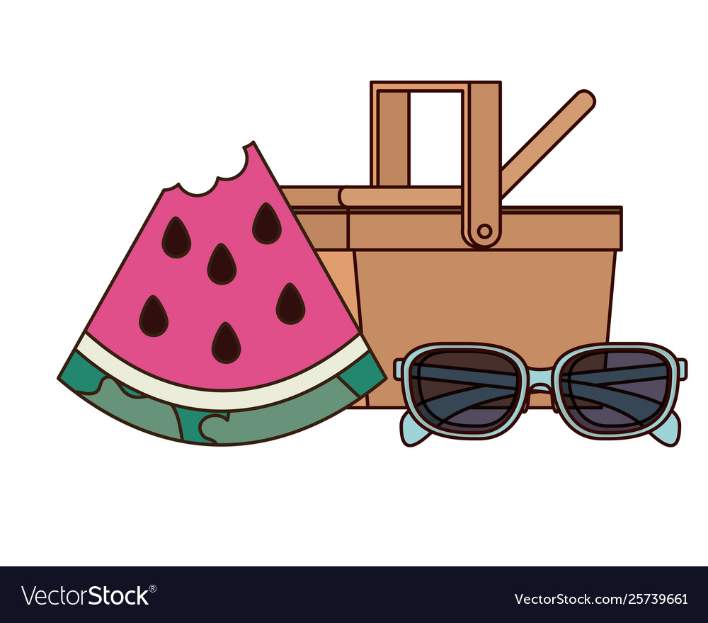 Picnic basket with portion watermelon