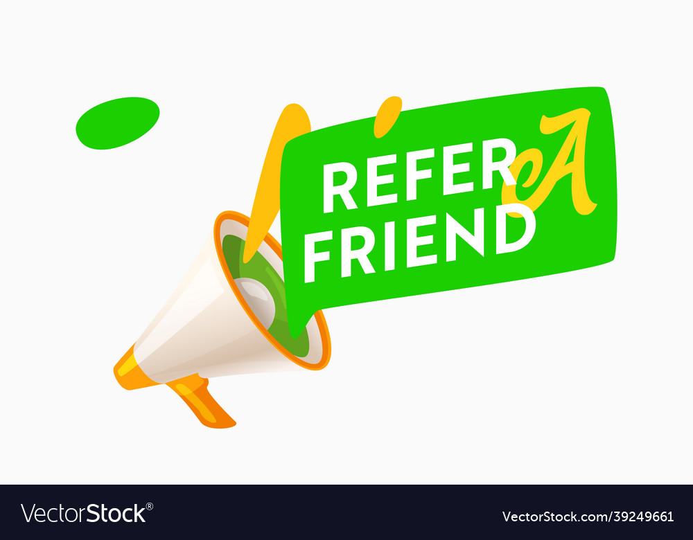 Refer a friend promo banner with megaphone