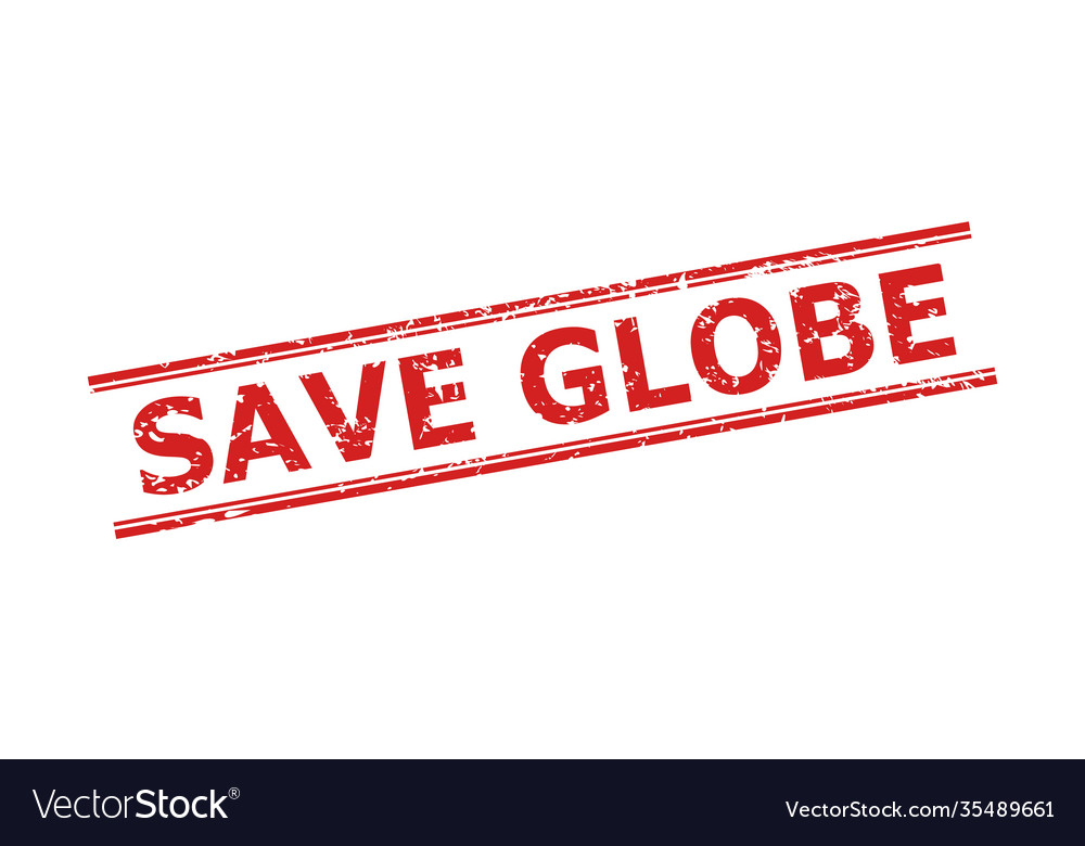 Save globe seal with unclean surface and double vector image Save globe seal with unclean surface and double