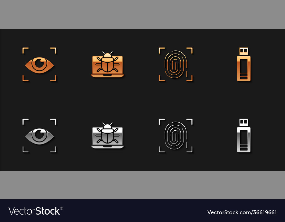 Set eye scan system bug on monitor fingerprint vector image Set eye scan system bug on monitor fingerprint