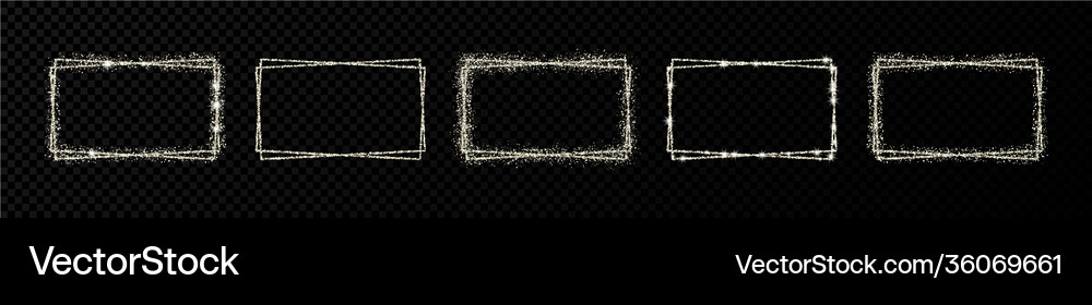 Set five silver double rectangle frames Royalty Free Vector