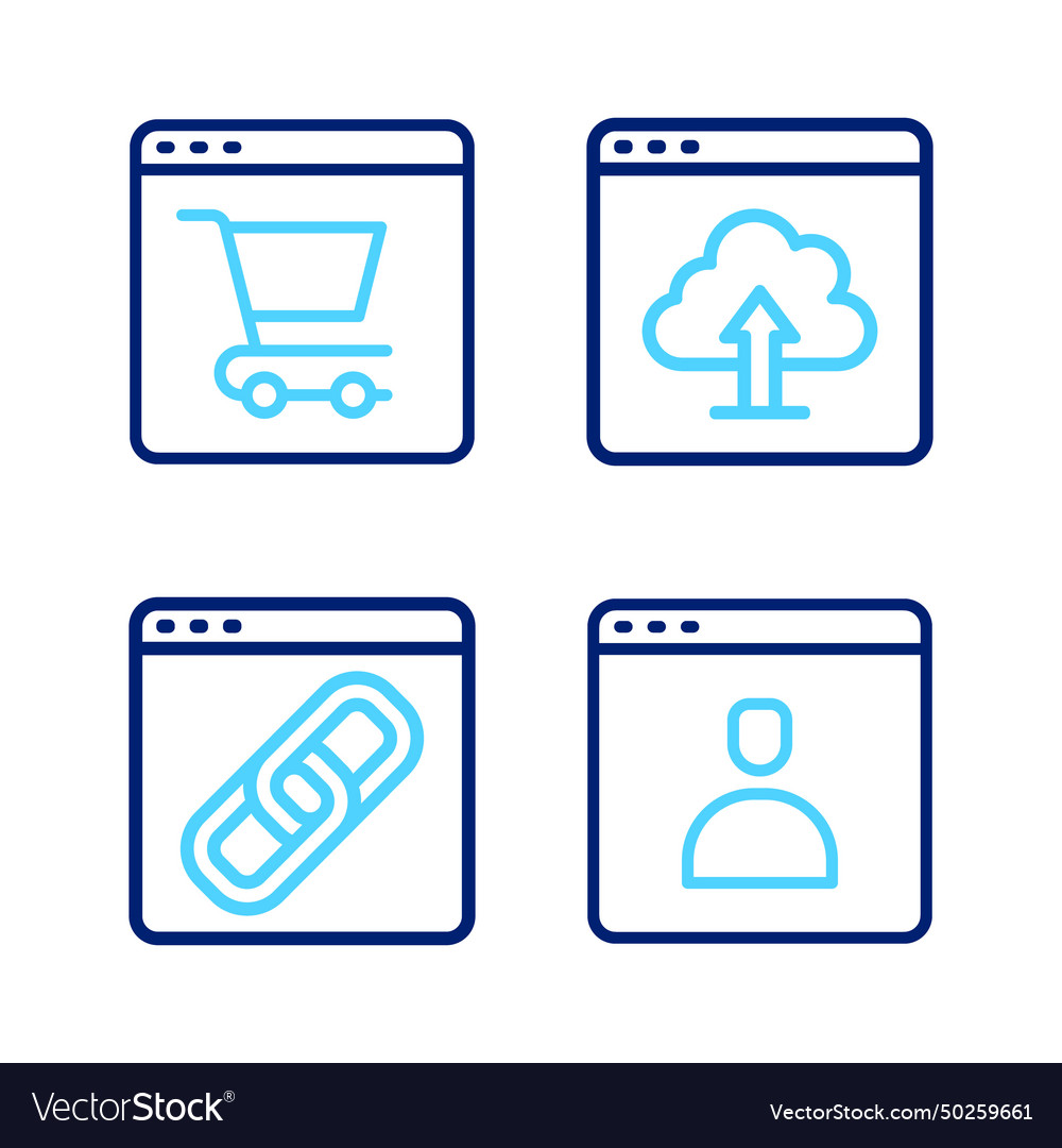 Set line create account screen browser window vector image Set line create account screen browser window