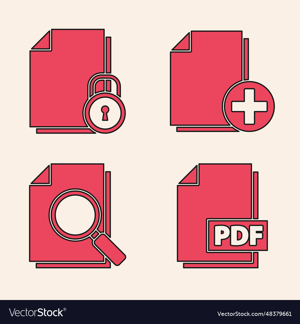 Set pdf file document and lock add new vector image Set pdf file document and lock add new