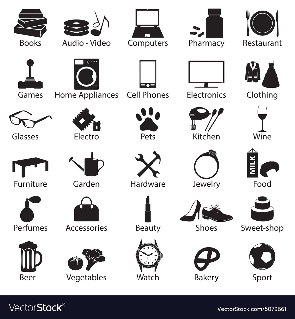 Shop department simple symbols set eps10 Vector Image