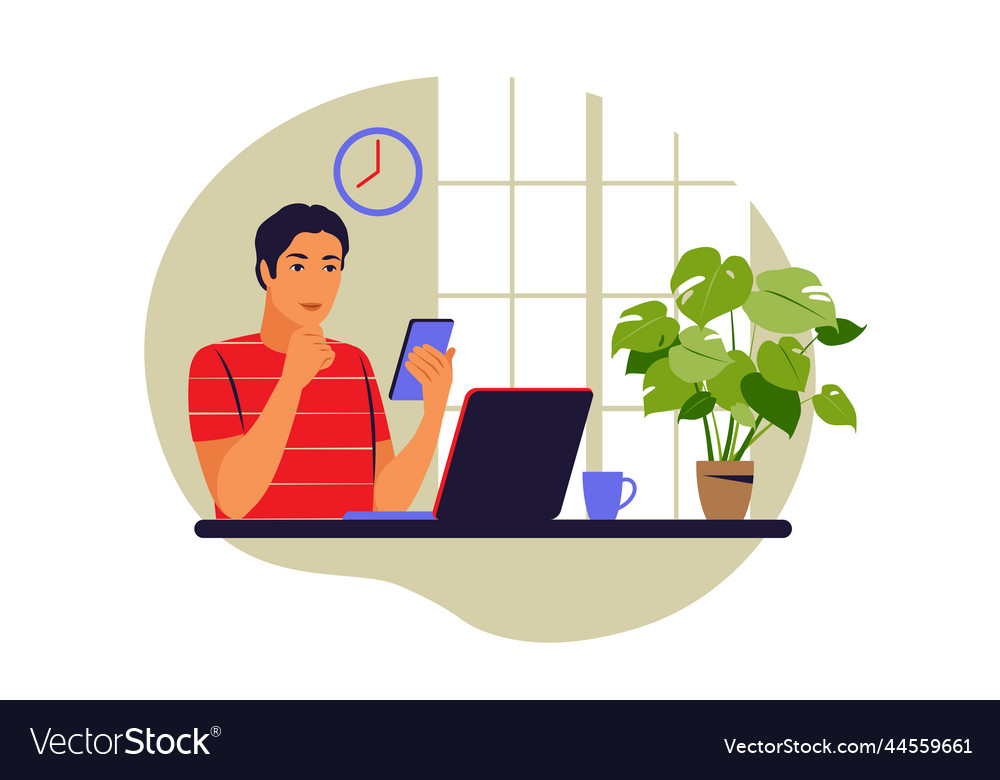 Telecommuting concept freelancer working from