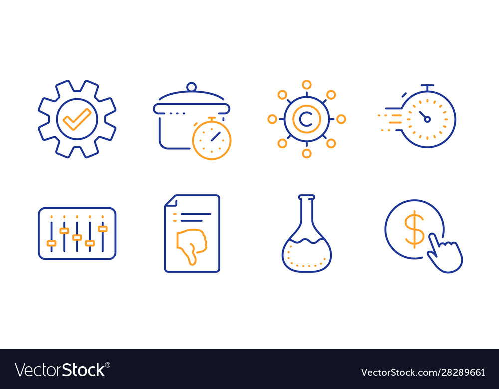 Thumb down copywriting network and timer icons