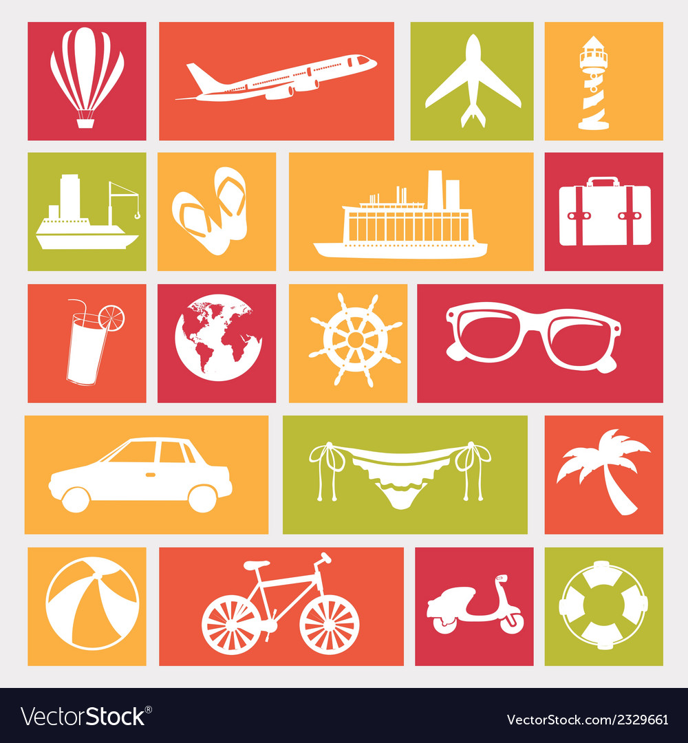 Travels icons over white background