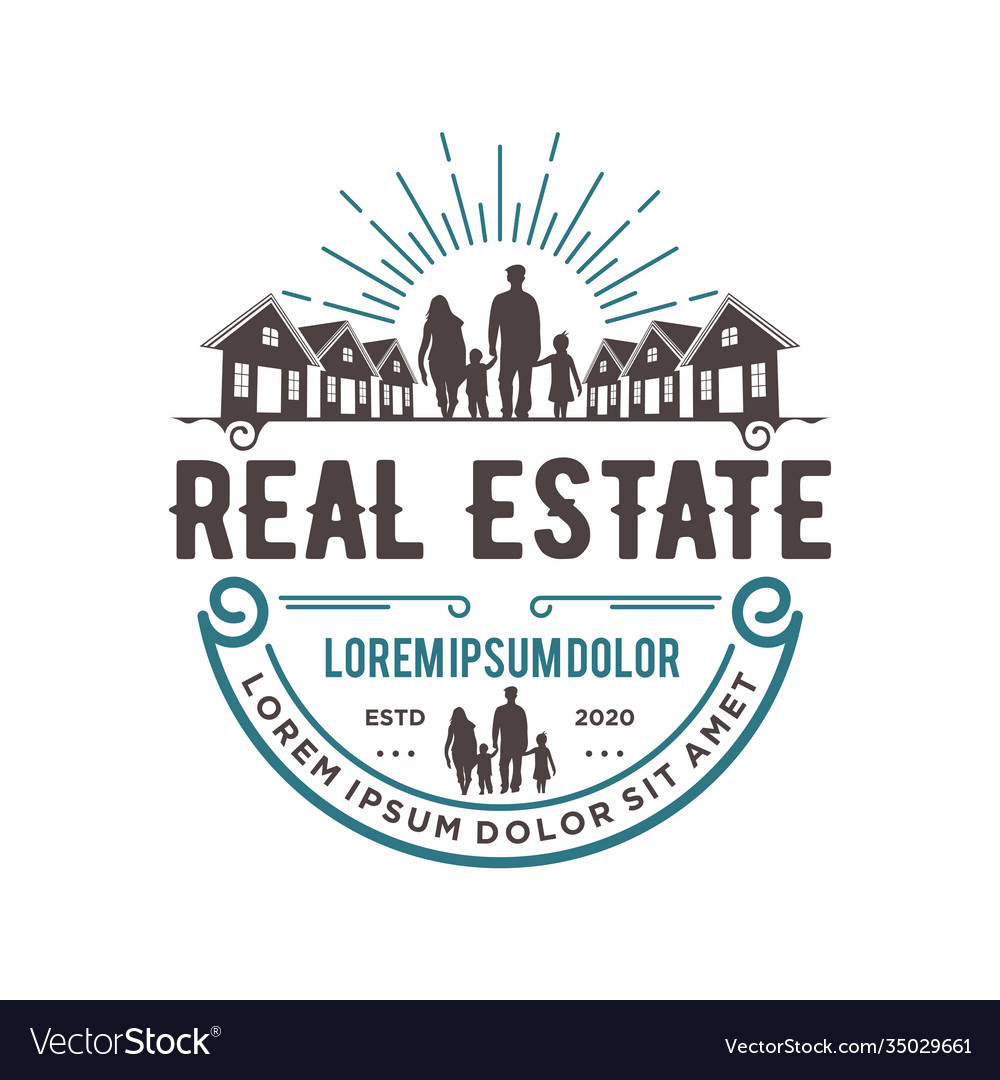 Vintage real estate logo design classic style Vector Image