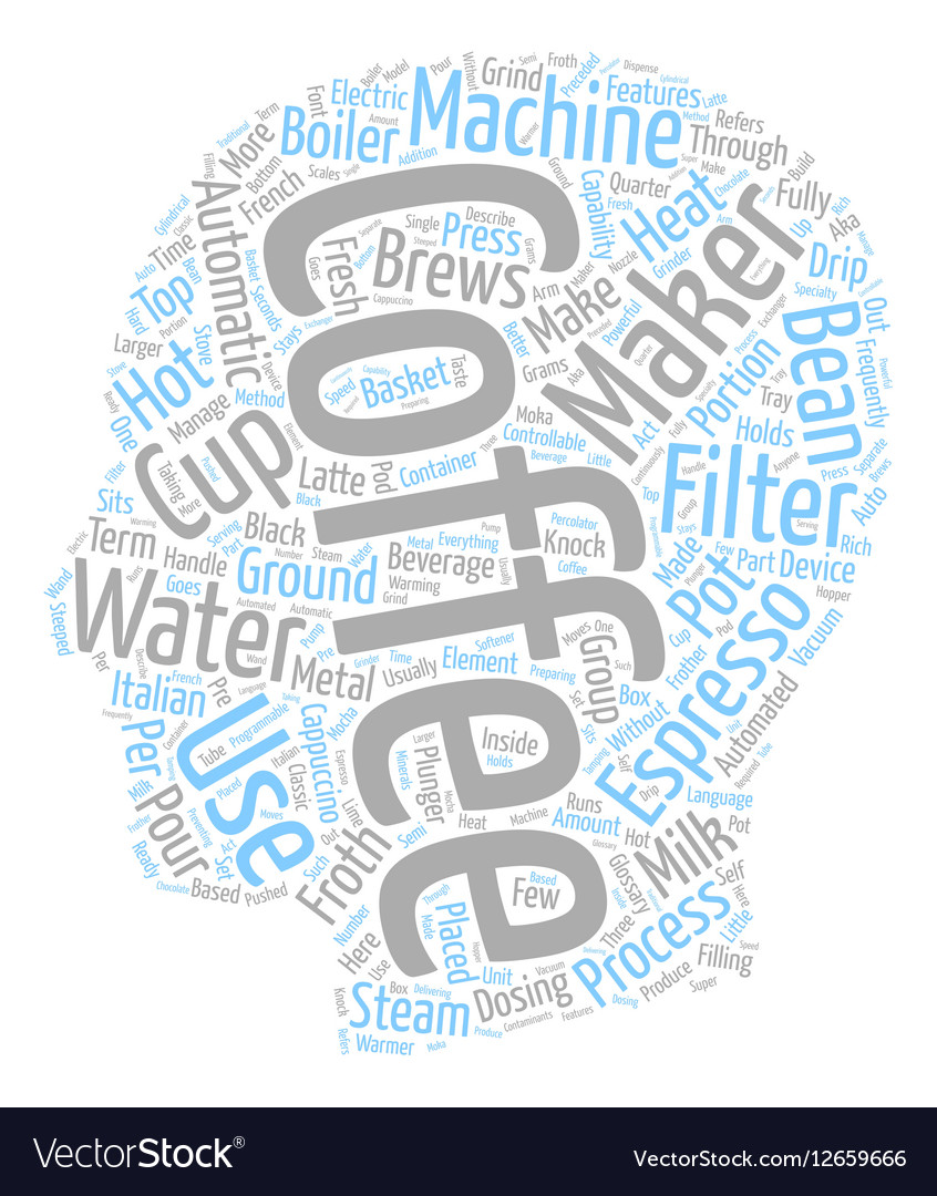 Coffee Maker Glossary Text Background Wordcloud Vector Image