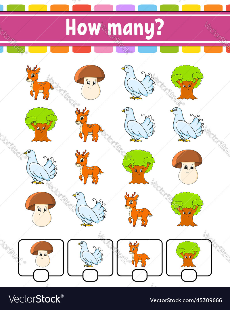 Counting game for children happy characters