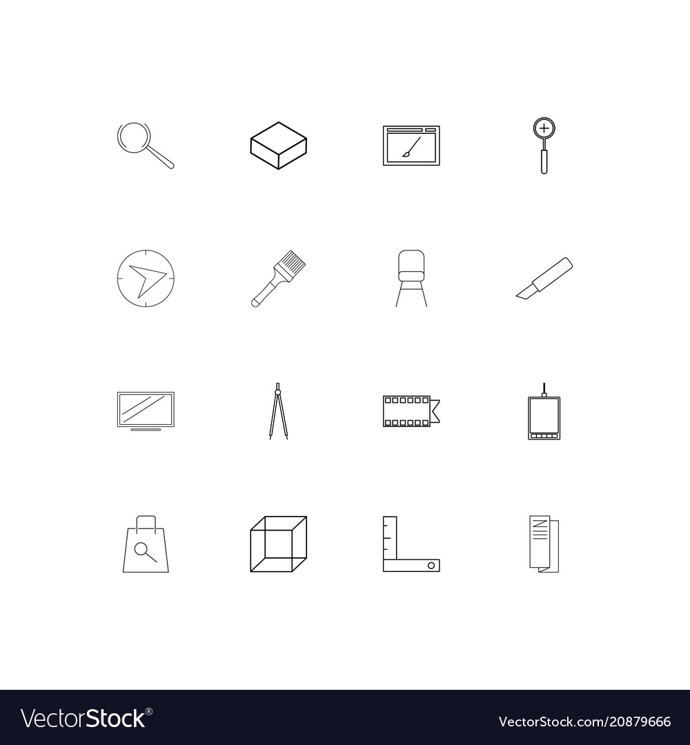 Creative process and design linear thin icons set