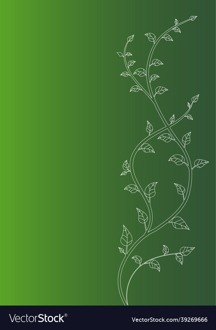 Curved leaf branch pattern on a gradient green vector image Curved leaf branch pattern on a gradient green