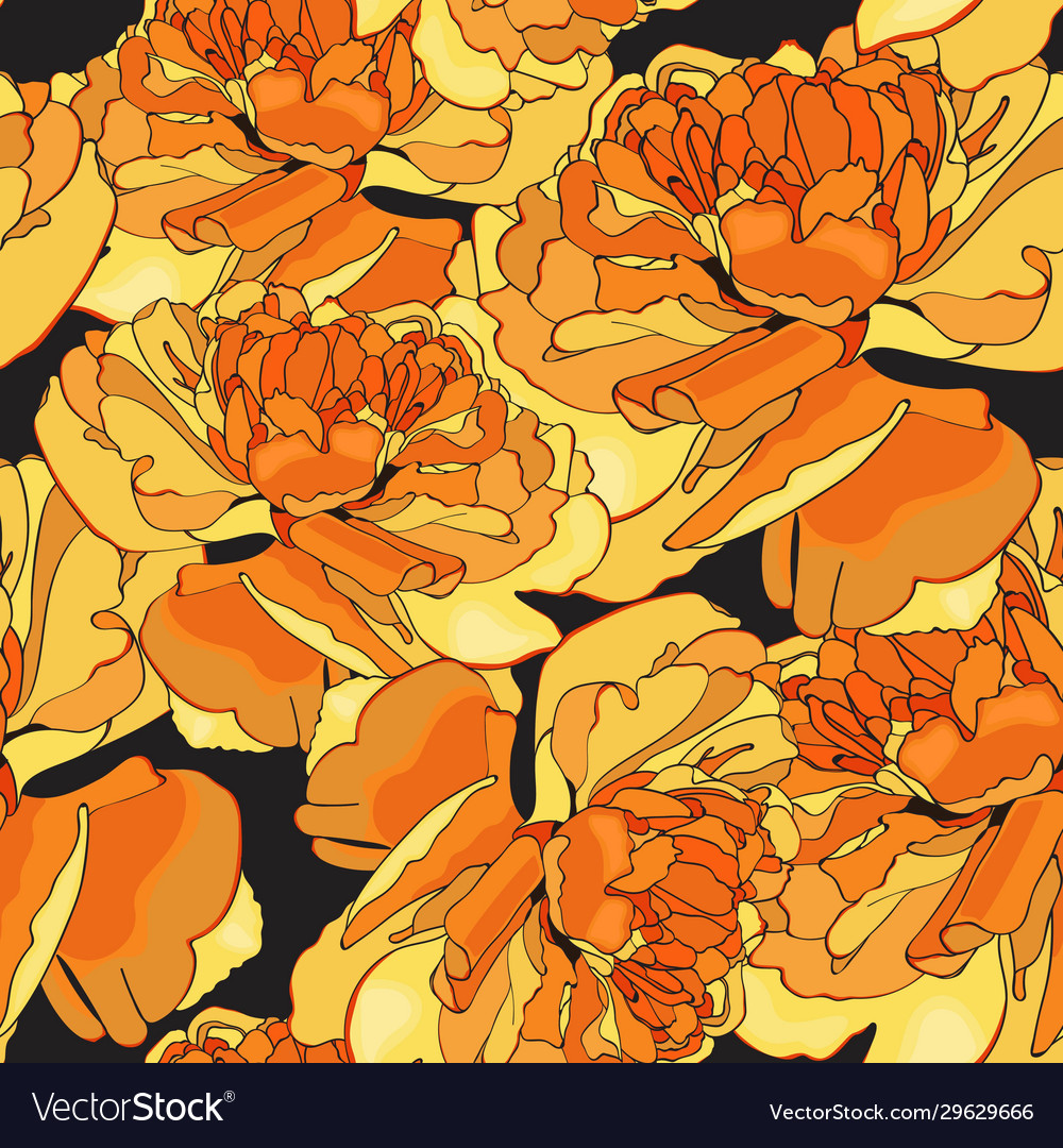 Cute Yellow Flowers Tulip Seamless Pattern Vector Image