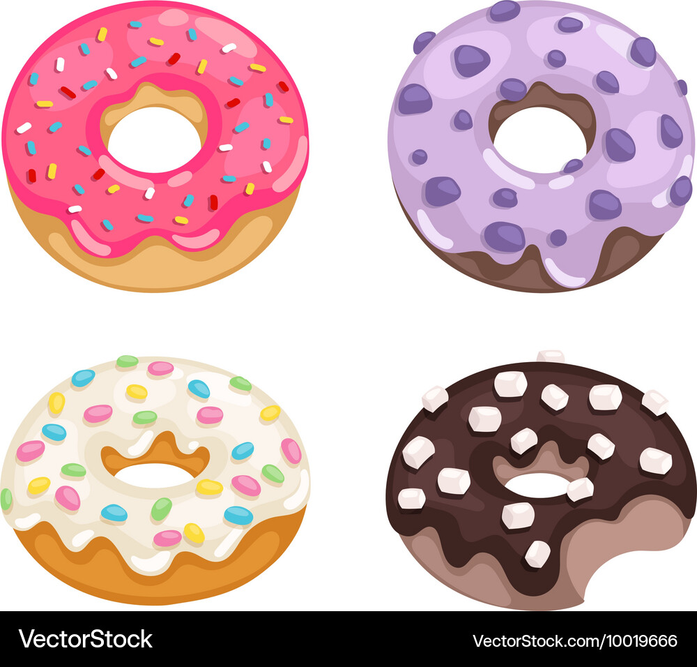 Donuts set Royalty Free Vector Image - VectorStock