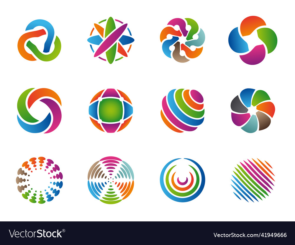 Globe abstract logo colored business circles