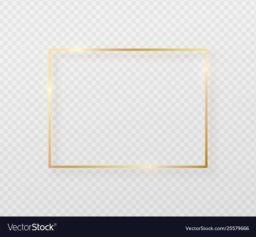 Golden border frame with light shadow and light Vector Image