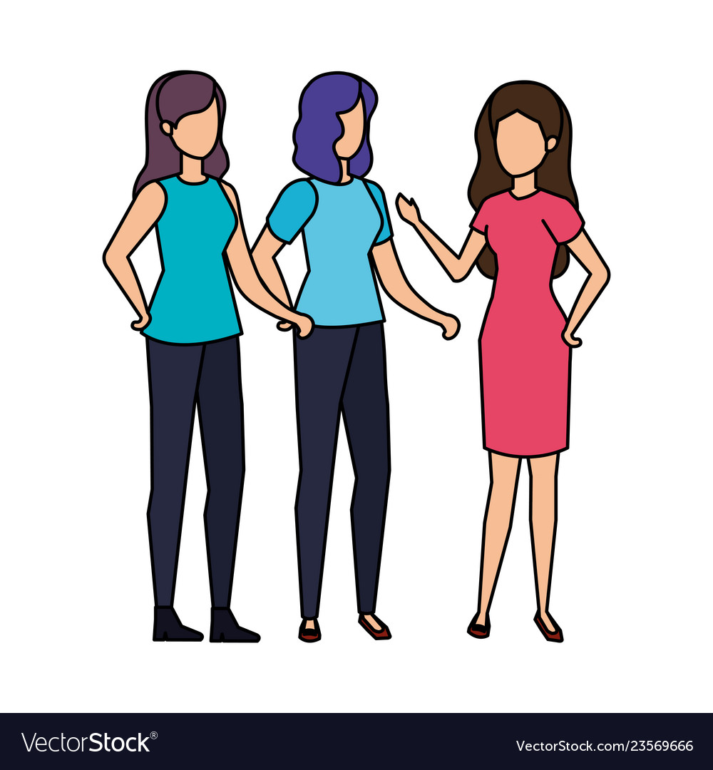 Group of girls avatars characters Royalty Free Vector Image