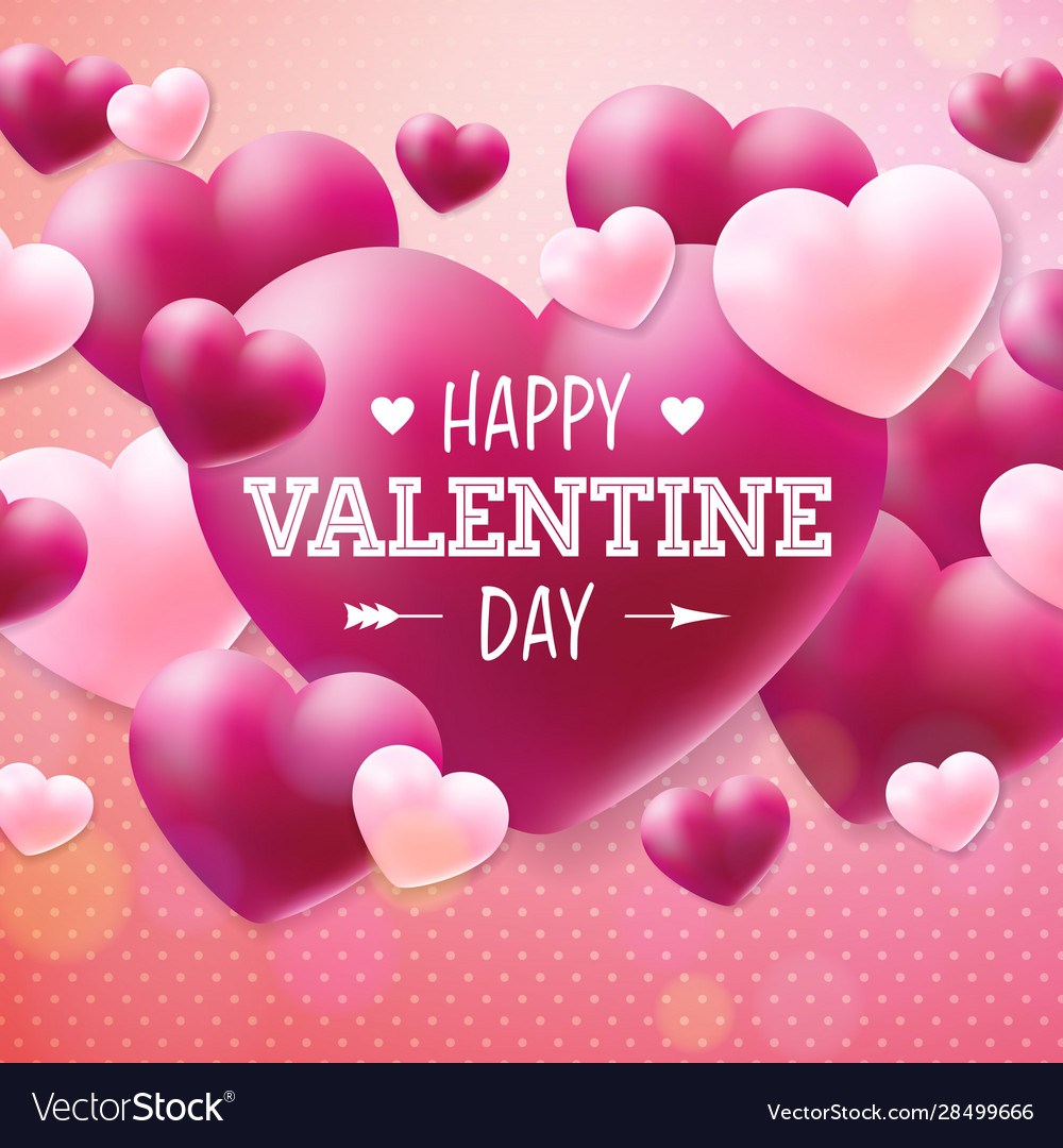 Happy valentines day design with red heart Vector Image