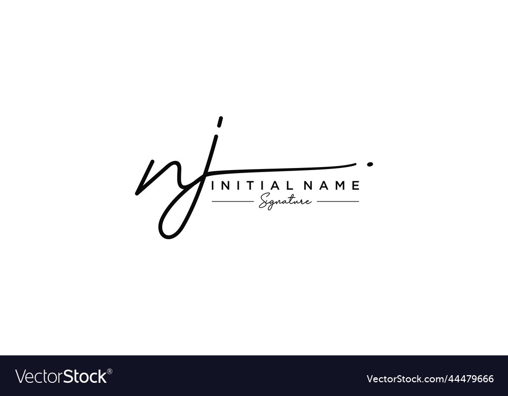 Initial nj signature logo template hand drawn