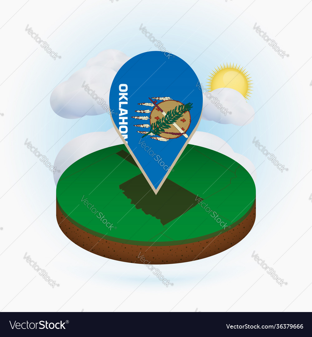 Isometric round map us state oklahoma Royalty Free Vector