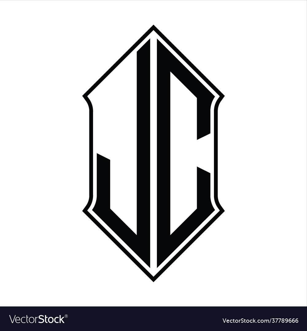 Jc logo monogram with shieldshape and outline Vector Image