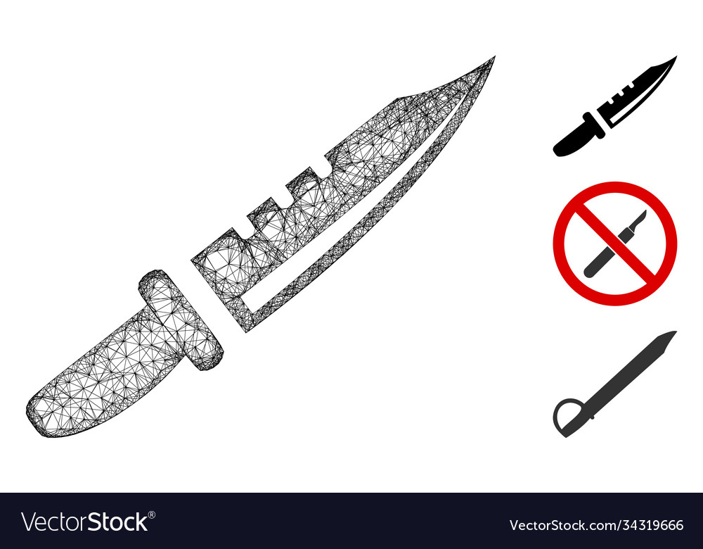 Knife polygonal web mesh vector image Knife polygonal web mesh