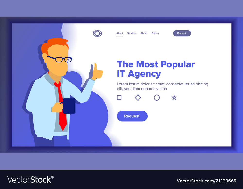 Landing website page business web vector image Landing website page business web