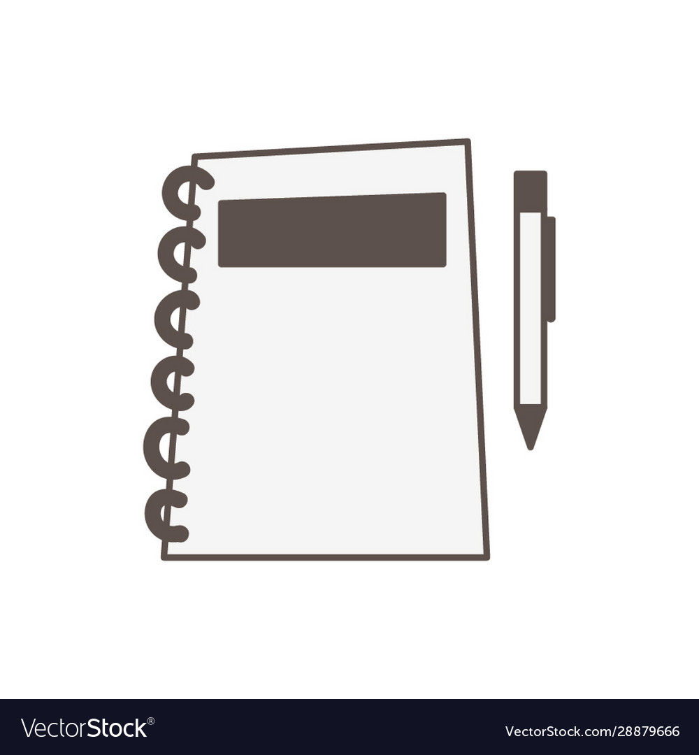 Notebook with pen isolated icon