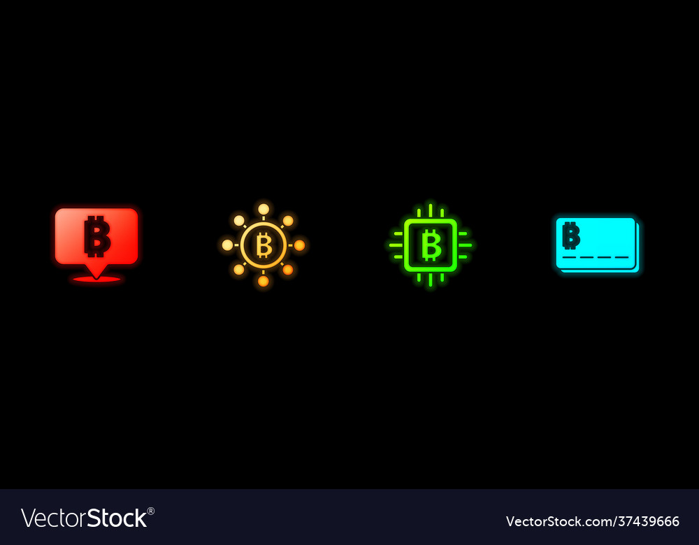 Set bitcoin blockchain technology cpu mining vector image Set bitcoin blockchain technology cpu mining