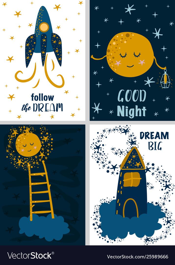 Set cards with moon part 2 vector image Set cards with moon part 2