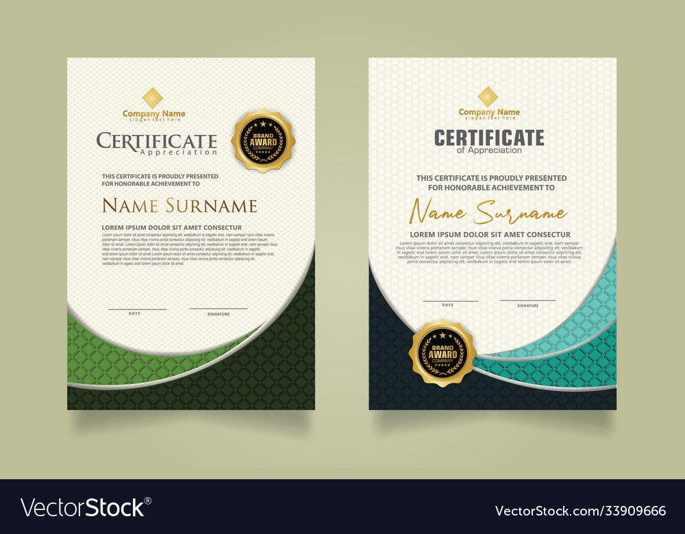 Set modern certificate template with realistic vector image Set modern certificate template with realistic