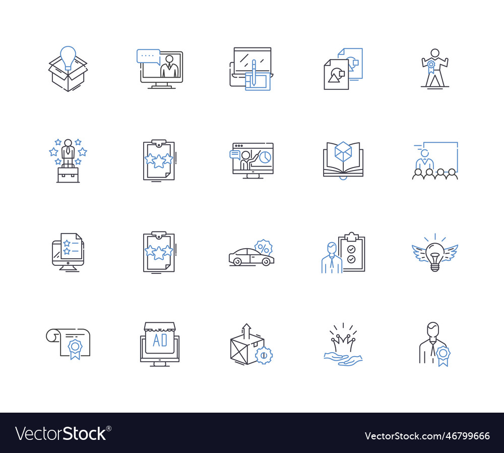 Showcasing line icons collection display exhibit Vector Image Showcasing line icons collection display exhibit