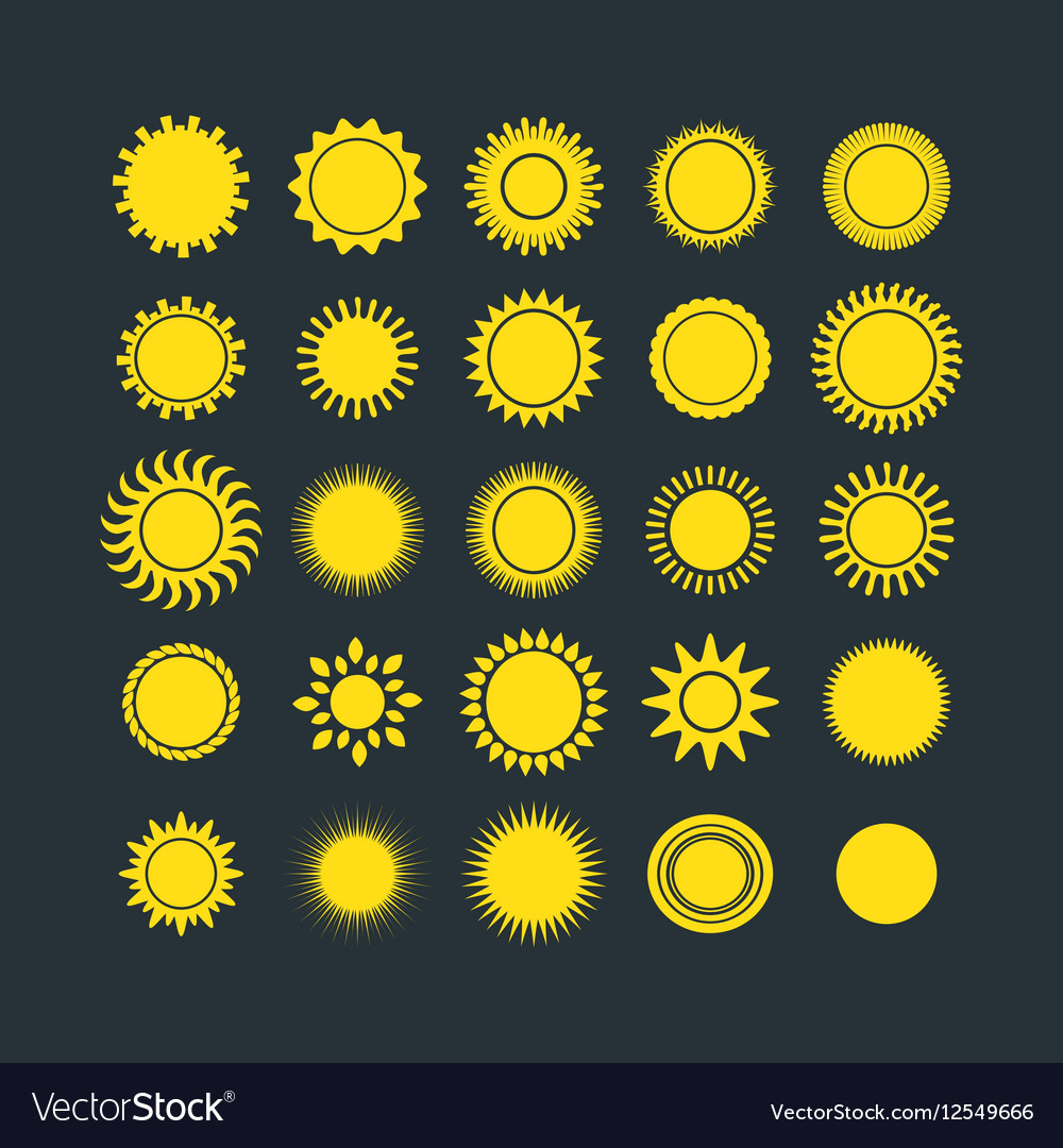 Sun icons collection Royalty Free Vector Image